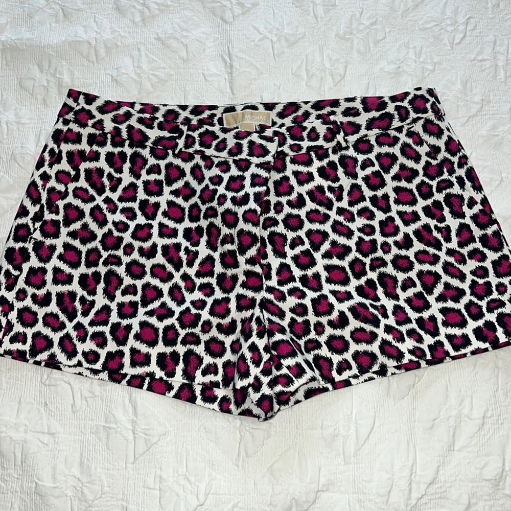 Michael Kors pink leopard print shorts